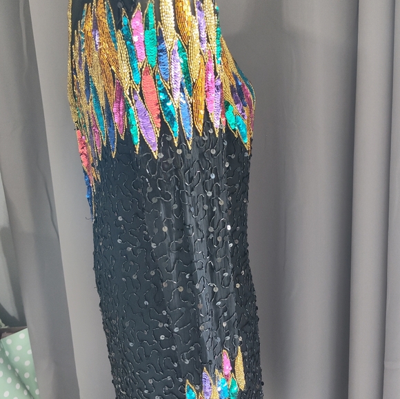 Leslie Fay 80s beaded dress size 8 vintage dress - Picture 7 of 12